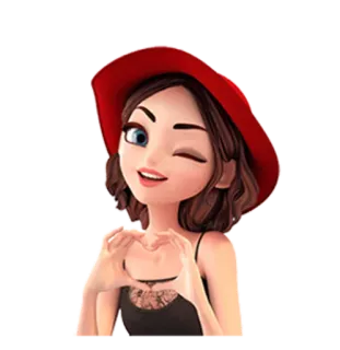 ❤ wanita, kartun, hati, imut, gadis whatsapp sticker