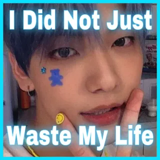 🗑 I Did Not Just
Waste My Life personne, portrait, kpop, txt, cheveux bleus, mème, drôle telegram sticker