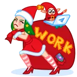 😤 WORK Рождество, Санта Клаус, Эльф, Работа, Праздник, Мультфильм, Праздничный telegram sticker