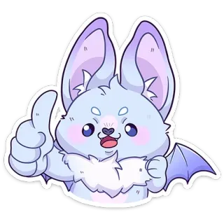 👍 Fledermaus, süß, Tier, Cartoon, Daumen hoch, Sticker whatsapp sticker