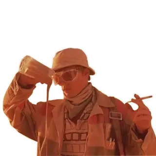 🥃 Raoul Duke Fear and Loathing in Las Vegas Miedo y Asco, Raoul Duke, Johnny Depp, drogas, película whatsapp sticker