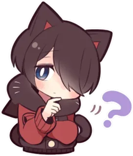 ❓ anime, gatto, pensando, domanda, kawaii, cartone animato whatsapp sticker