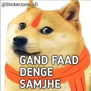 😏 GAND FAAD DENGE SAMJHE dog, indian, offensive, scarf telegram sticker
