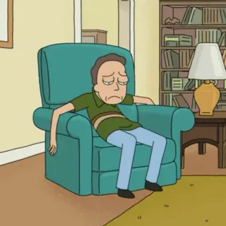 🧿 Jerry Smith Rick and Morty Kartun, Animasi dewasa, Sedih, Karakter, Duduk, Acara TV telegram sticker