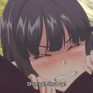😖 Shut up! Shut up! menangis, anime, emosional, kesal, memohon telegram sticker