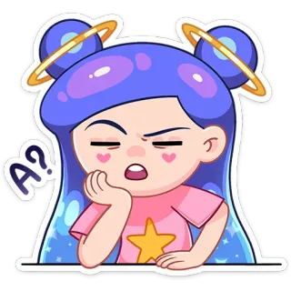 😔 A? gadis, pertanyaan, berpikir, kartun, stiker telegram sticker