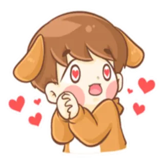 😍 desenho animado, amor, fofo, orelhas de cachorro, corações, adorável telegram sticker