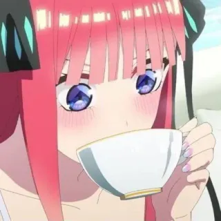 🦋 Nino Nakano The Quintessential Quintuplets Anime, Chica, Té, Linda, Pelo rosa, Las Quintillizas telegram sticker