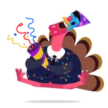🎉 七面鳥, パーティー, お祝い, お祭り, 動物, 休日 telegram sticker