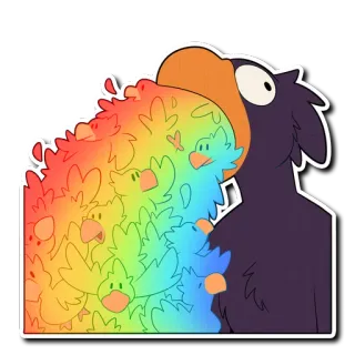 🌈 ptak, tęcza, pisklęta, zwierzęta, kolorowy, kreskówka telegram sticker