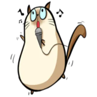 🎤 gato, micrófono, cantando, dibujos animados, animal, lindo telegram sticker