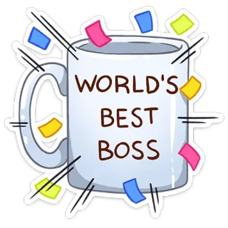 🐝 WORLD'S BEST BOSS capo, tazza, miglior capo, ufficio, lavoro, impiego whatsapp sticker