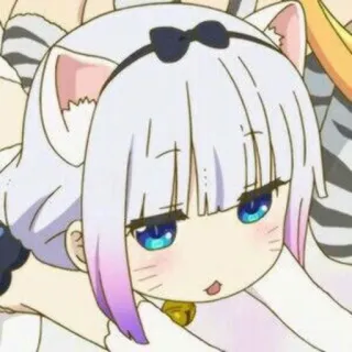 😔 Kanna Kamui Miss Kobayashi's Dragon Maid anime, kanna kamui, chibi, dragon maid, cute, cat ears whatsapp sticker