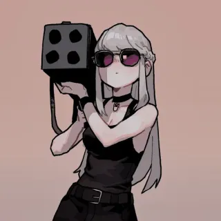 🕯 anime girl, sunglasses, tank top, black clothes, cute, style, cartoon telegram sticker