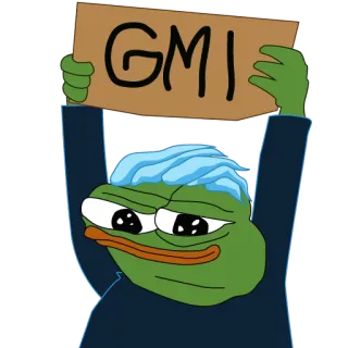 ☝️ Pepe the Frog GMI Meme, Pepe, Internetkultur, Frosch, GMI telegram sticker