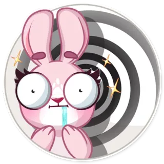 😐 Dibujo animado, Conejo, Ojos, Gracioso, Rosa, Animal telegram sticker