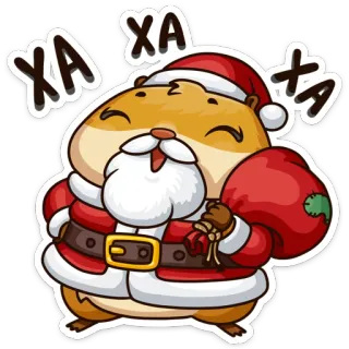🎅 XA XA hamster, père noël, noël, fête, mignon, festif, dessin animé, animal telegram sticker