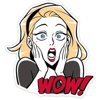 😱 WOW! wanita, terkejut, wow, ekspresi, kartun, stiker telegram sticker