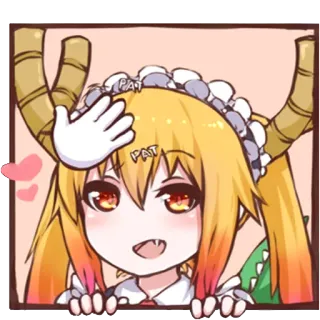 ✋ Tohru Miss Kobayashi's Dragon Maid Pat Pat Animé, Dragon, mignon, tapote tête, Tohru, Servante, Kawaii whatsapp sticker
