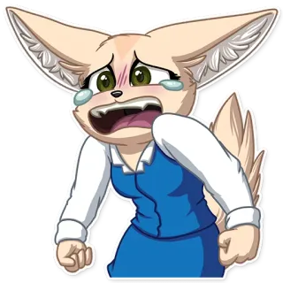 😭 fennec, piangere, antropomorfo, furry, anime, adesivo whatsapp sticker