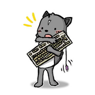 😰 Cartoon, Tier, Tastatur, Süß, Sticker whatsapp sticker