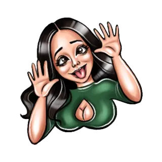 😜 woman, cartoon, tongue, silly, face, expression telegram sticker