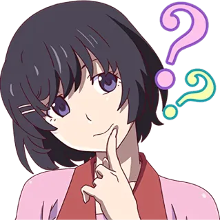❓ anime, pertanyaan, berpikir, memikirkan, kartun, gadis, karakter telegram sticker