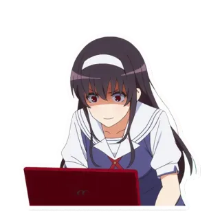 😡 Anime, Dziewczyna, Komputer, Laptop, Zły, Student telegram sticker