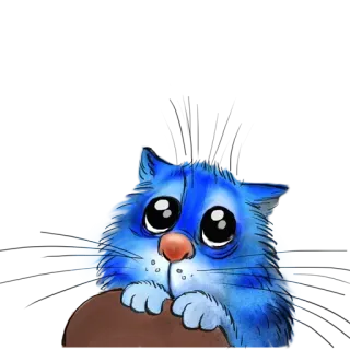 🥺 cat, cute, animal, sticker, cartoon, blue cat, sad, illustration telegram sticker