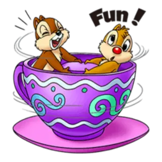 🙃 Chip and Dale FUN! tico e teco, disney, desenho animado, esquilos, xícara de chá, divertido telegram sticker