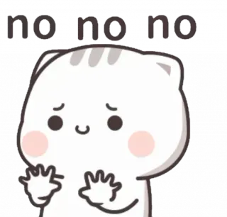 🙅‍♀ no no no no chat, mignon, animé, déni, non, rejeter, kawaii whatsapp sticker