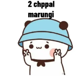 🩴 2 chppal marungi cute, cartoon, character, peace sign, Korean, hat whatsapp sticker