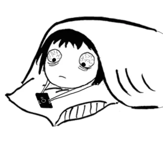 🔮 sonolento, cansado, cama, telefone, desenho animado, exasperado telegram sticker