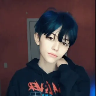 🍃 Teenager, blaue Haare, Hoodie, Porträt, jung, Person telegram sticker