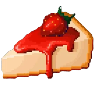 🫥 cheesecake, strawberry, dessert, food, pixel art, slice of cake telegram sticker