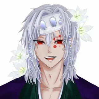 ✨ Tengen Uzui Demon Slayer Anime, Personaggio, Tengen Uzui, Demon Slayer, Gioielli, Fiori, Fanart telegram sticker
