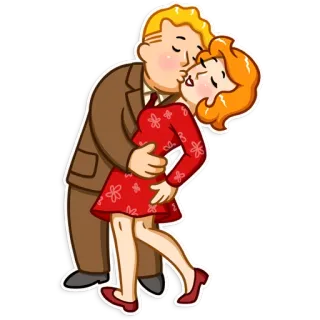 😚 kiss, love, couple, romance, cartoon telegram sticker