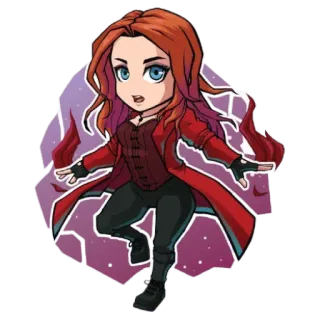 💃 Scarlet Witch Scarlet Witch, Marvel, superhero, chibi, comics, Wanda Maximoff telegram sticker
