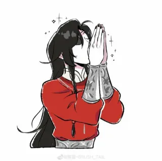 🥢 anime, character, cartoon, illustration, art, person, hands, praying telegram sticker