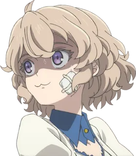 😨 Аниме, Девушка, Мультфильм, Бинт, Румянец, Персонаж telegram sticker
