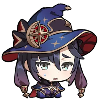 😥 Mona Genshin Impact Anime, Chibi, Video game, Mago, Astrologia, Fofo telegram sticker