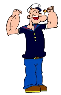💪 Popeye การ์ตูน, กะลาสี, ผักโขม, การ์ตูน, ตัวละคร telegram sticker