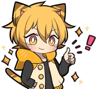 👍 애니메이션, 고양이, 캐릭터, 엄지척, 귀여운, 반짝이 telegram sticker