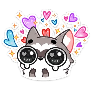 😍 kot, serca, słodkie, kawaii, naklejka, zwierzę, miłość whatsapp sticker