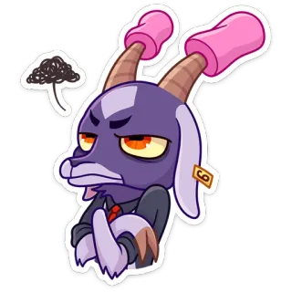 🤔 goat, cartoon, animal, purple telegram sticker