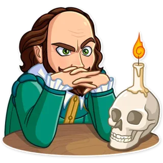 🤔 William Shakespeare William Shakespeare, dramaturgo, calavera, vela, literatura, autor telegram sticker