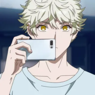 🔷 anime, boy, smartphone, taking photo, person telegram sticker