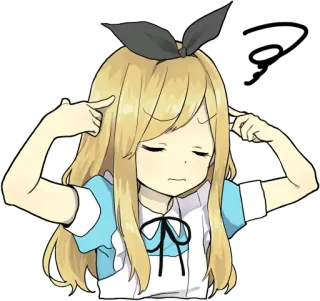 🤔 Anime Mädchen, Denken, Cartoon, Stirnband, Blonde Haare telegram sticker