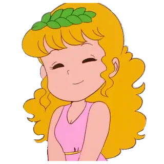 😄 Anime, Chica, Dibujo animado, Rubia, Hojas, Lindo telegram sticker