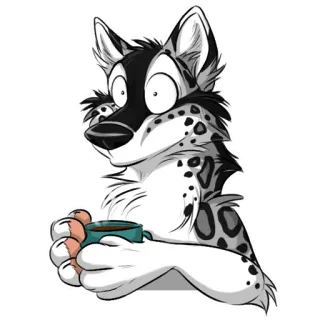 😳 cachorro, peludo, animal, café, xícara, bebida telegram sticker